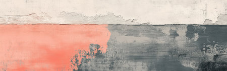 Soft coral and gray tones blend seamlessly, showing casing textured surfaces that evoke an artistic and modern atmosphere, perfect for interior design or creative backgrounds.の素材