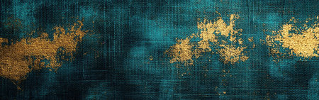 The burlap features a stunning teal base enhanced by striking gold accents, creating a captivating visual effect that highlights its unique texture and color scheme.の素材