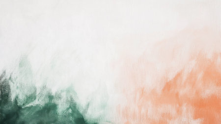 A clean white canvas features soft strokes of green and orange, blending harmoniously to create an abstract composition. Delicate pencil outlines add intricate details to the artwork.の素材