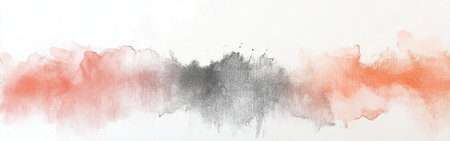 A clean white canvas displays vibrant pencil strokes blending soft shades of red and gray, creating an abstract design. This artwork radiates calmness and invites reflection.の素材