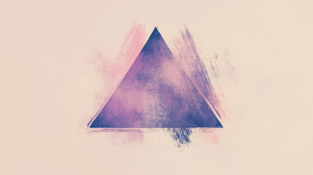 A simple triangular shape dominates the composition, surrounded by gentle watercolor-like brushstrokes in soft pastel tones. The negative space enhances a serene ambiance.の素材