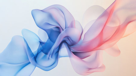 Soft pencil strokes form a gentle gradient, blending blue and pink tones. The flowing curves create a serene and calming visual effect, evoking a sense of tranquility.の素材