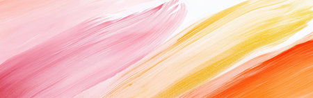 Soft brushstrokes in pastel colors blend harmoniously, creating an ethereal look. The flowing hues of pink, yellow, and orange invite a sense of calm and creativity into any space.の素材