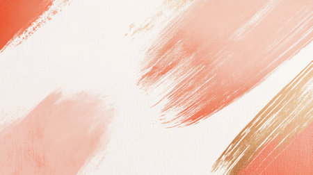 Delicate strokes in pastel beige and coral form a minimalist design, showing a harmonious blend of colors that evoke a serene atmosphere, perfect for modern decor.の素材