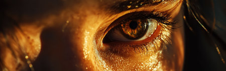 The photograph showcases a close-up of a dog's face, highlighting its expressive eyes, fur texture, and the play of light on its features during golden hour.の素材