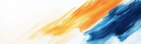 This artwork features a lively composition of abstract pencil strokes in vibrant orange and blue hues, creating an energetic and engaging visual experience.の素材