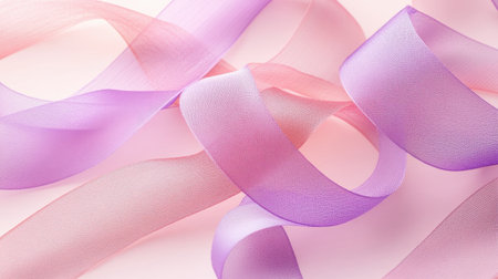 Delicate ribbons in gradient pastel pink gracefully intertwine, showing gentle pencil-like strokes. This calming arrangement evokes a sense of tranquility and creativity.の素材