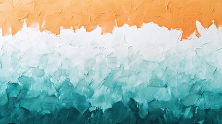 Soft gradient of amber transitioning to turquoise features abstract pencil strokes. This artwork conveys a sense of calm and tranquility through its harmonious color blending.の素材