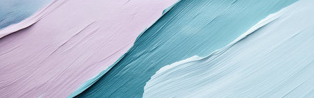 Delicate pencil strokes layer in muted teal and soft lavender form tranquil waves of color. This artwork conveys a calm atmosphere, drawing the viewer's attention through its subtle beauty.の素材