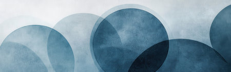 Gradient of soft pencil strokes showcases overlapping circles in varying shades of blue and gray. The composition presents a calming and artistic expression, perfect for modern decor.の素材