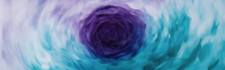 Circular strokes in soft pencil create a swirling effect with muted tones of purple and teal. The artwork captures a sense of calm and movement through blending colors.の素材