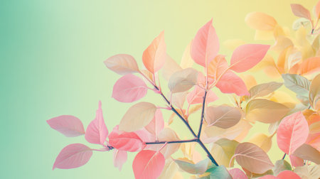 A delicate arrangement of pastel pink leaves showcases their vibrant colors against a softly blended background. This tranquil display evokes a sense of calm and natural beauty.の素材