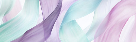 Delicate ribbons in gradient lavender gently swirl and intertwine, showing a harmonious blend of soft colors. The pencil strokes add an artistic touch, inviting contemplation.の素材