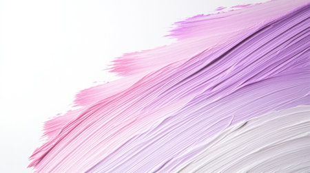 Delicate brushstrokes of pastel pink and purple blend seamlessly against a clean white background, showing artistic expression and color harmony in a serene moment.の素材