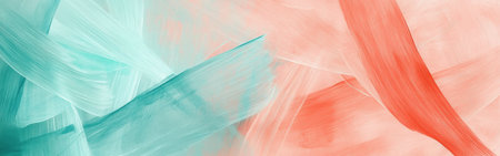 Soft pencil strokes intertwine, creating abstract shapes in mint and coral colors. The artwork conveys a sense of movement and fluidity, inviting contemplation and interpretation.の素材