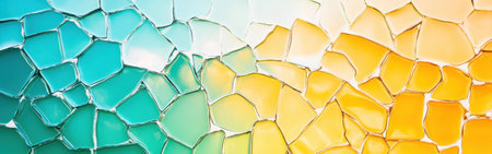 The artwork features a unique arrangement of pastel teal and amber colors, blending seamlessly into each other while maintaining a broken, mosaic appearance.の素材