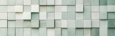 Muted mint grids form an elegant and fragmented pattern that enhances contemporary interior design. The soft colors evoke tranquility, ideal for stylish and serene environments.の素材