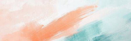 Soft strokes in pastel mint and coral blend harmoniously, evoking a sense of tranquility. The abstract design is perfect for enhancing artistic environments and modern decor.の素材