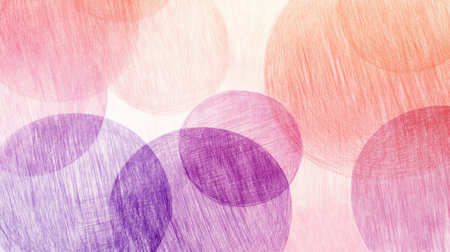 Softly layered circles in pastel shades blend together, showing a harmonious mix of colors and overlapping pencil strokes that evoke a calming atmosphere.の素材