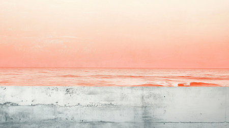 A smooth gradient fills the sky, transitioning from soft pastel hues to a calming ocean surface. The tranquil waters reflect the lovely colors at sunset, creating a peaceful atmosphere.の素材