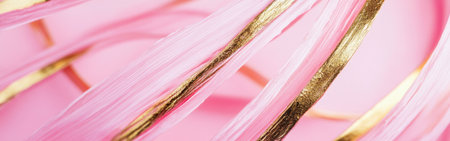 Delicate pink strokes intertwine with shimmering gold accents, forming an abstract composition that adds elegance to contemporary interiors. This artwork invites tranquility and warmth.の素材