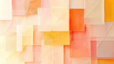 Abstract grid patterns in pastel amber and coral evoke a sense of warmth and softness, ideal for contemporary spaces. This color palette enhances tranquility and creativity.の素材