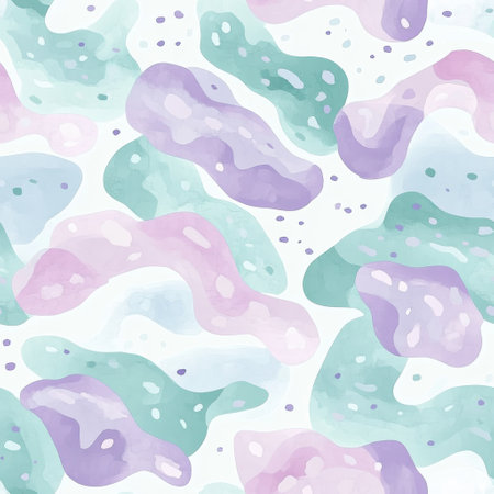Delicate watercolor doodles display playful abstract shapes in soft pastel hues. The whimsical design brings a lighthearted feel, creating an inviting atmosphere perfect for various creative projects.の素材