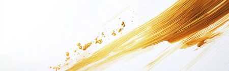 A subtle gold brushstroke sweeps gracefully across a soft white background, conveying a sense of calm and elegance in a simplistic yet captivating design.の素材