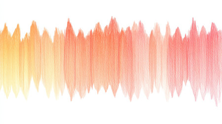 Soft pencil strokes create an abstract gradient that shifts from vibrant orange to delicate pink, evoking a sense of warmth and calmness in a creative composition.の素材