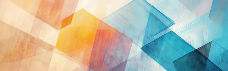 This abstract features composition vibrant pencil strokes in layers of warm and cool colors. The intersecting shapes create a sense of movement, evoking a dynamic artistic experience.の素材