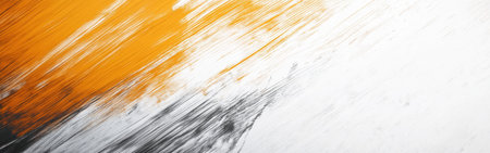 Graceful pencil strokes create a beautiful gradient of orange, gray, and white. The artwork highlights the interplay of colors and textures in a contemporary setting.の素材