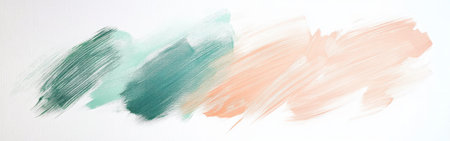 Soft pencil strokes in gentle shades of green and peach create a fluid and harmonious pattern on a blank surface, showing artistic expression and creativity.の素材