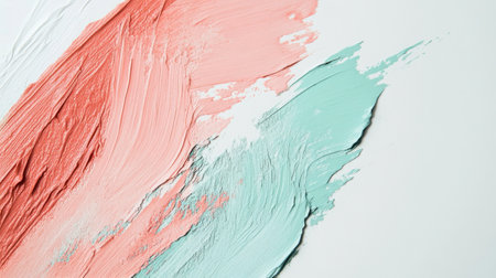 Light pencil strokes combine mint and coral hues, presenting an artistic fusion that captures soft transitions and vibrant colors, inviting contemplation of modern art techniques.の素材