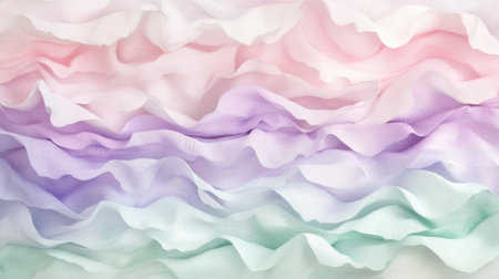 Flowing pastel waves blend baby pink and soft lavender in a serene display. This delicate arrangement evokes tranquility and warmth, perfect for a soothing ambiance.の素材