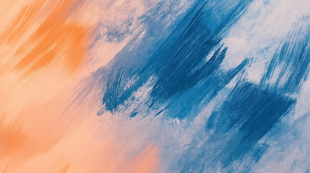 Pastel gradient features abstract pencil strokes blending soft orange and blue hues. The artwork conveys a sense of calm and creativity through its gentle color transitions.の素材