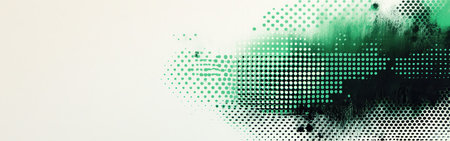 Dynamic composition showcases bold black halftone dots fading into deep green, creating an artistic blend of color and texture, suitable for modern decor or design projects.の素材