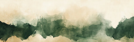 Soft, blended strokes of earthy green and ochre evoke a serene natural landscape, inviting relaxation and contemplation. The colors merge seamlessly, enhancing tranquility and warmth.の素材