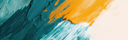 A captivating arrangement of abstract pencil strokes features rough textures and bold colors, including deep blues and lively oranges, creating a striking visual effect.の素材