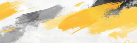 Bright yellow, deep gray, and intense black pencil strokes blend softly on a light background, creating a captivating abstract design that evokes emotion and movement in the viewer.の素材