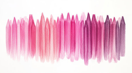 Layers of abstract pencil strokes blend seamlessly from light pink to deep purple, evoking a sense of tranquility and artistic expression that captivates the viewer.の素材