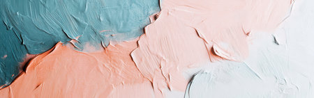 Delicate pencil strokes blend in pastel peach and blue, showcasing jagged edges and a minimalist aesthetic that evokes balance and elegance in the composition.の素材