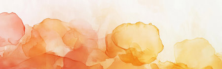 Soft splotches of amber and coral blend into negative space, showcasing minimalist pencil strokes that evoke a serene and artistic atmosphere in this abstract work.の素材