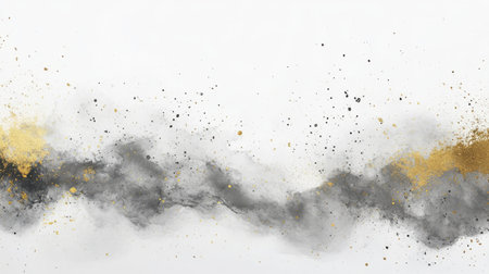 Softly layered pencil strokes in muted gray blend with delicate spots of gold, all set against a minimalistic white backdrop, creating a serene and sophisticated atmosphere.の素材