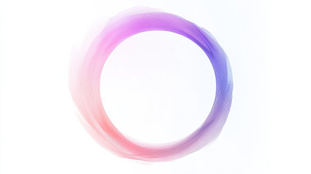 A soft pastel circle transitions from coral to lavender, merging gently into a white backdrop. This design evokes tranquility and harmony, perfect for creating a serene atmosphere.の素材
