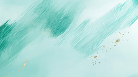 Elegant pencil strokes in pastel mint create a soothing background, enhanced by delicate gold specks that add a touch of sophistication and warmth to the composition.の素材