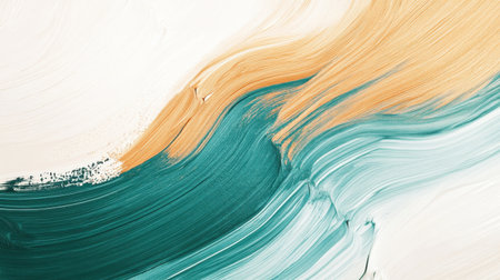 Soft pencil strokes seamlessly transition from warm amber to soothing teal, creating a dynamic visual effect. This abstract artwork captures an engaging movement across the surface.の素材