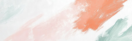 A clean white canvas is gently adorned with soft pencil strokes, featuring delicate peach and mint hues. The artwork exudes a calm and serene atmosphere, inviting creativity.の素材