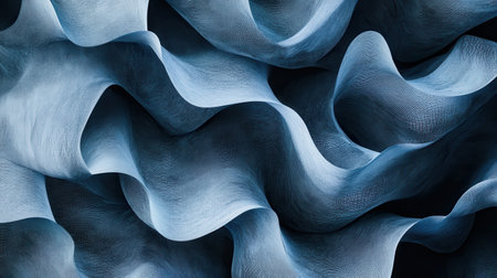 Soft gradients of blue blend together, showing elegant curves and undulating shapes. The abstract forms evoke a sense of calm and fluidity, creating an inviting visual experience.の素材