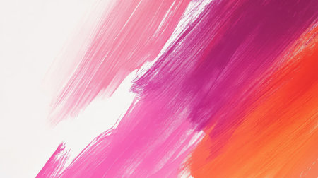 Bold strokes of pink and orange swirl across a clean white background, creating an energetic interplay of color that captivates the viewer's attention and imagination.の素材