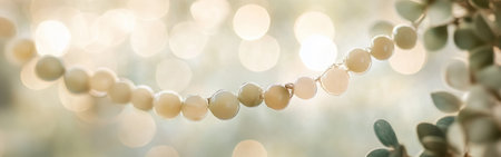 A gentle display of subdued bokeh lights in muted beige and olive envelops an outdoor space, creating a calming atmosphere perfect for gatherings or quiet moments.の素材